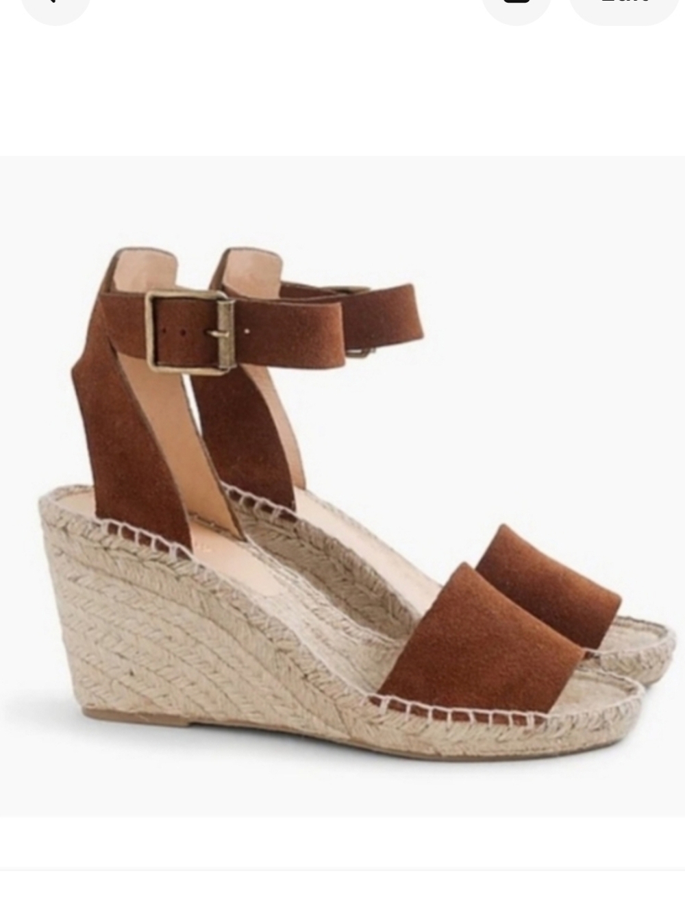 J.Crew Corsica Suede Espadrille Wedge Sandals Brown Leather Ankle Strap Size 10